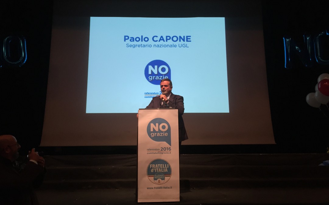 Referendum, Capone: “Sostegno convinto al NO, riforma incide negativamente su lavoratori e cittadini”