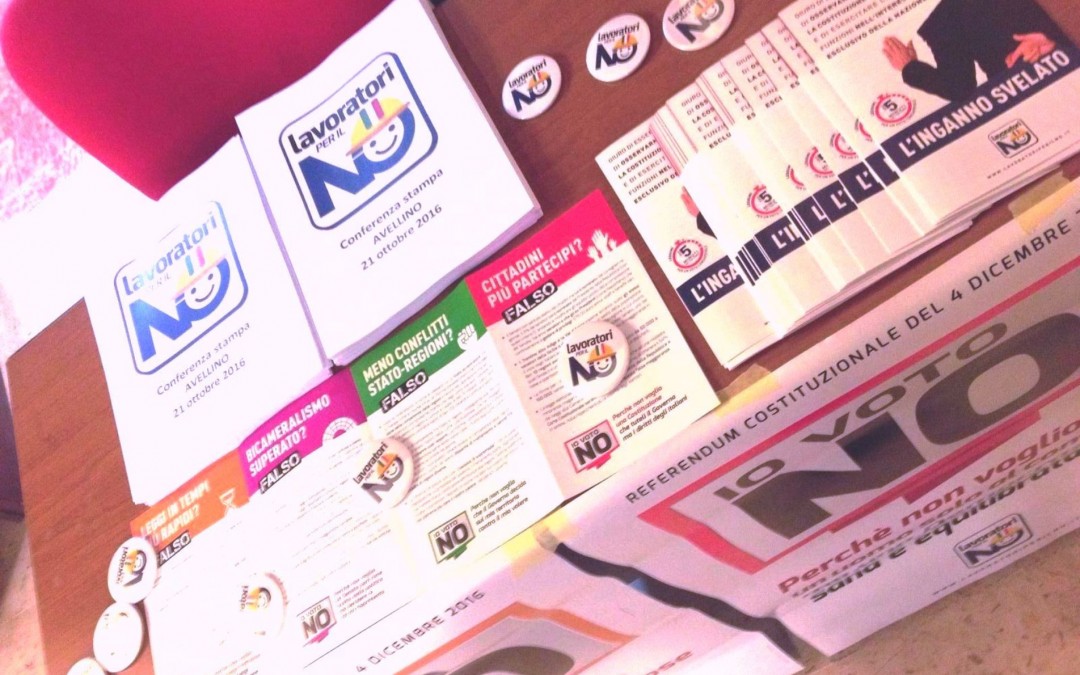 Referendum, ‘Comitato lavoratori per il NO’: il 5 novembre gazebo informativi in 50 piazze d’Italia