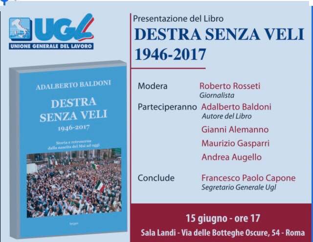 Ugl, presentazione del libro ‘Destra senza veli’