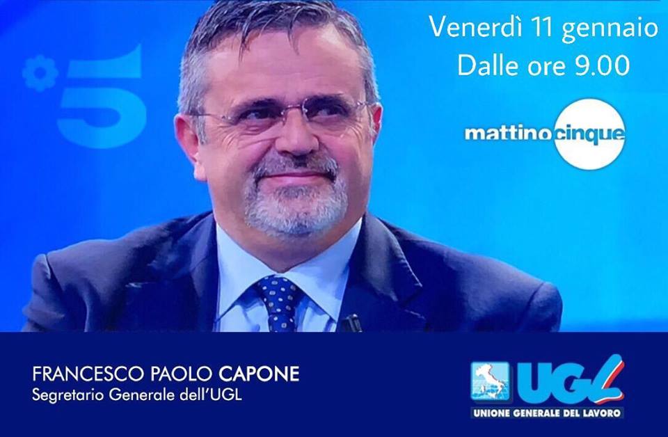 Venerdì 11 gennaio ospite di Mattino5 alle ore 09.00